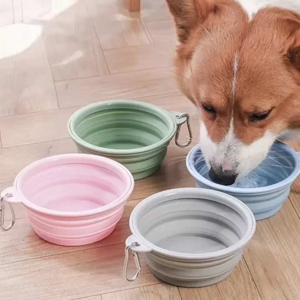Foldable Silicone Dog Bowl Pet Outdoor Travel Portable Folding Cat Food Water Large Capacity Container Feeding Bowl Pet Supplies Oasis Select