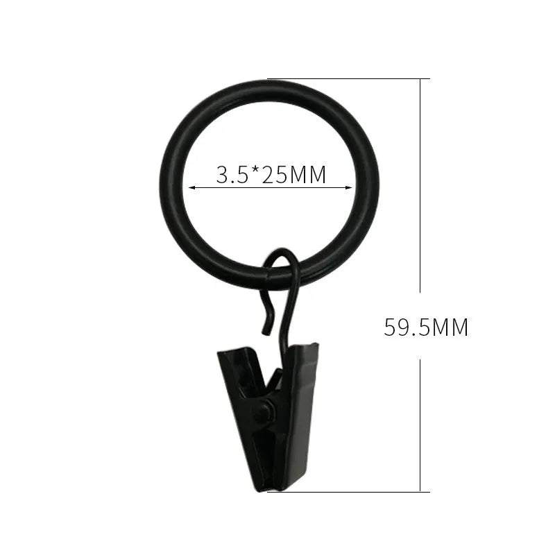10PCS Curtain Hooks Hanging Clips Metal Clip Rustproof Curtain Rods Hangers Split Curtain Rings Buckles Eyelets Grommet Hook Oasis Select black 25mm