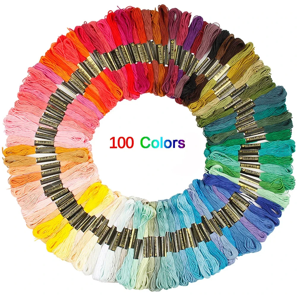 100/200/447pcs Mix Colors Embroidery Thread Cotton Sewing Skeins Craft Cross Stitch Floss Kit Line DIY Tools Make Bracelets Oasis Select 100 colors