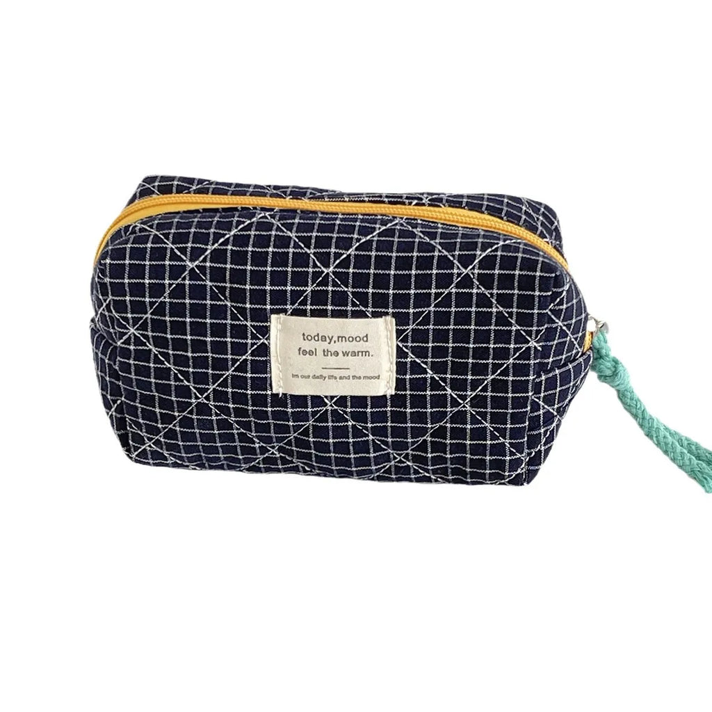 Vintage Plaid Octagon Bag, Japanese Style Makeup Pouch, Cute Cosmetic Bag for Women, Portable Travel Organizer Oasis Select