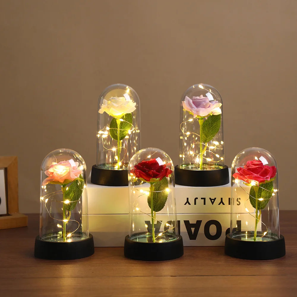 LED Rose Dome Ornament – Everlasting Artificial Flower Gift