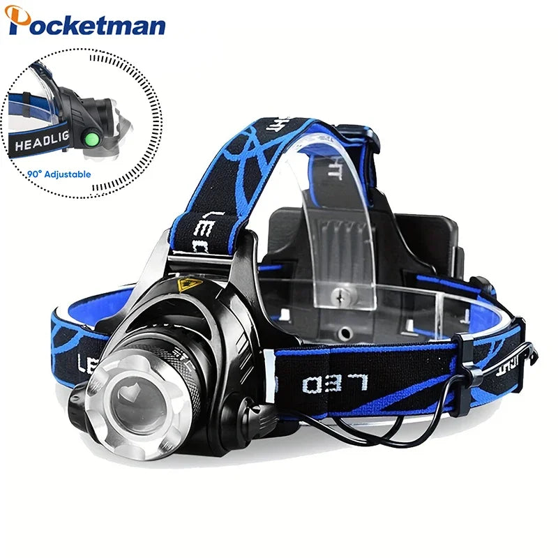 POCKETMAN 30000LM LED Headlamp – Zoomable, Waterproof, 3 Modes