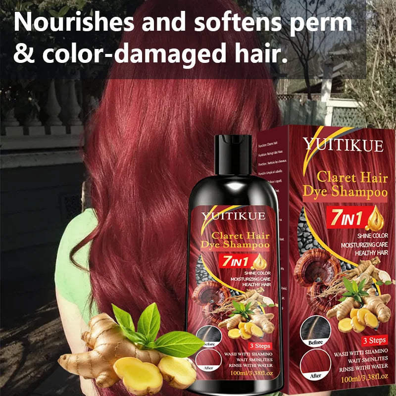 YUITIKUE Claret 7-in-1 Color Shampoo – Hair Dye & Nourish