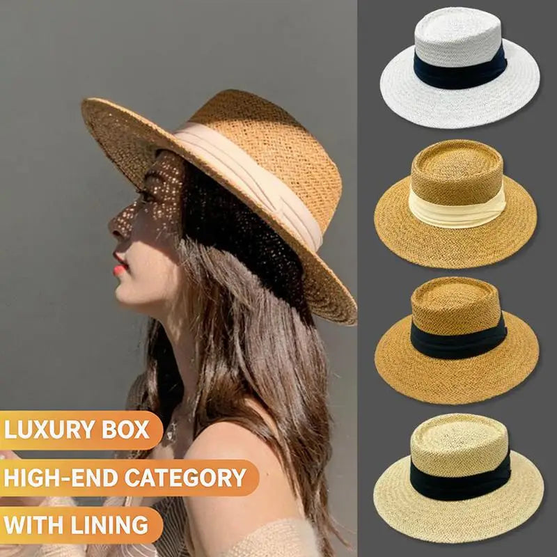 Women's Wide Brim Panama Straw Hat | UV Sun Protection