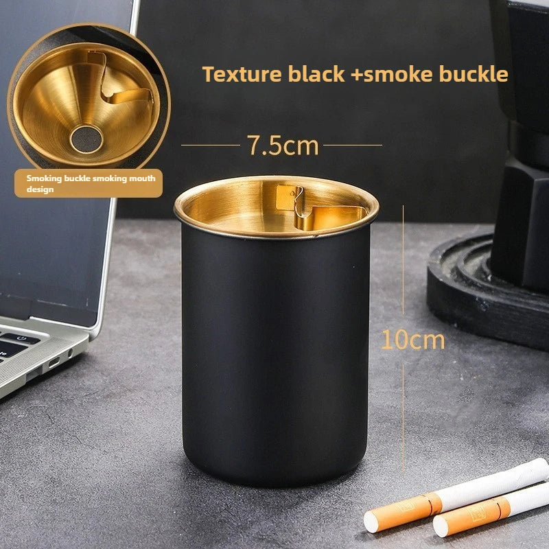 Creative Stainless Steel Ashtray Household and Car Anti-fly Ash and Anti-drop Ashtray Bar Funnel with Lid Ashtray Oasis Select