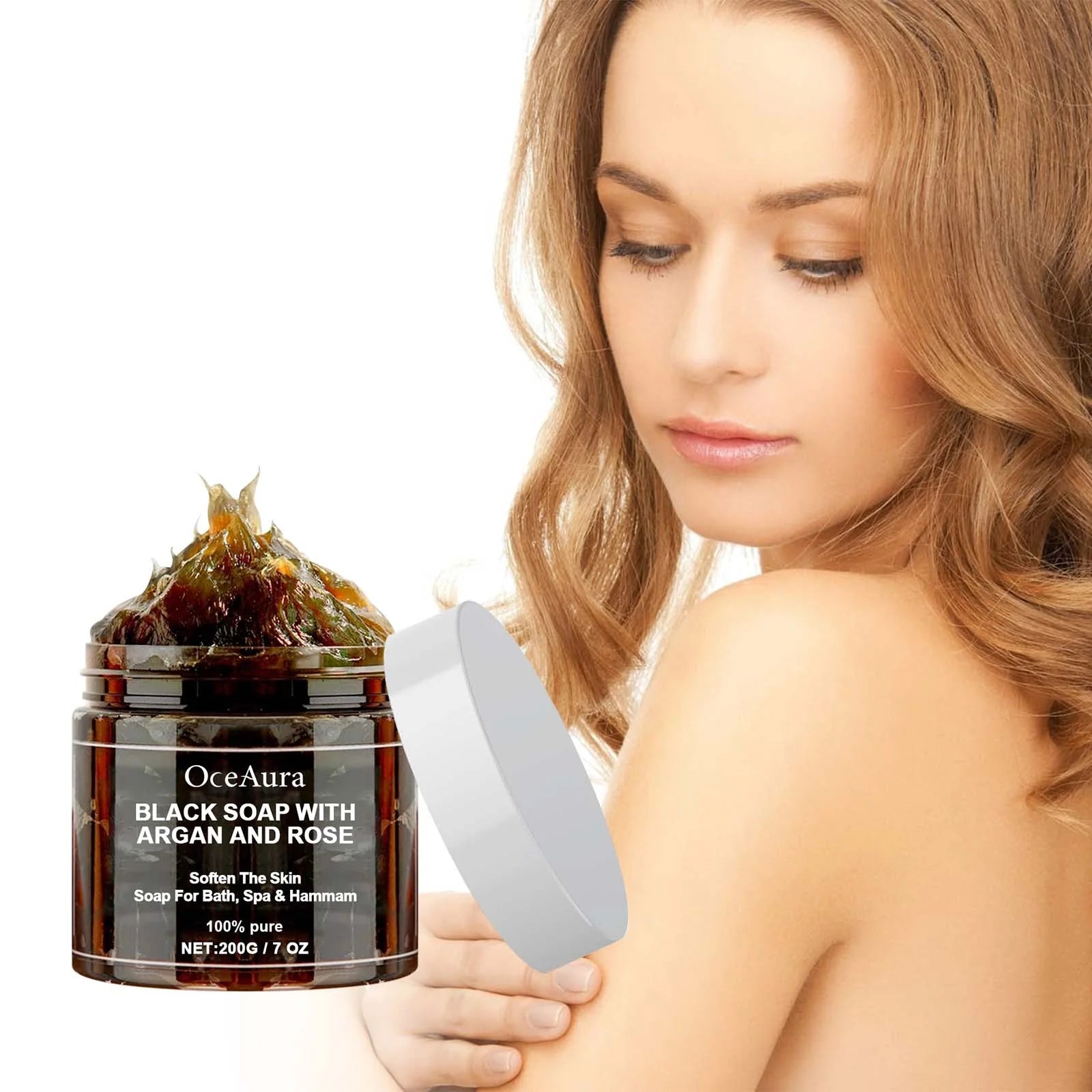 OceAura Black Beldi Soap – Argan & Rose Body Scrub 200g Body Scrub Soap Oasis Select