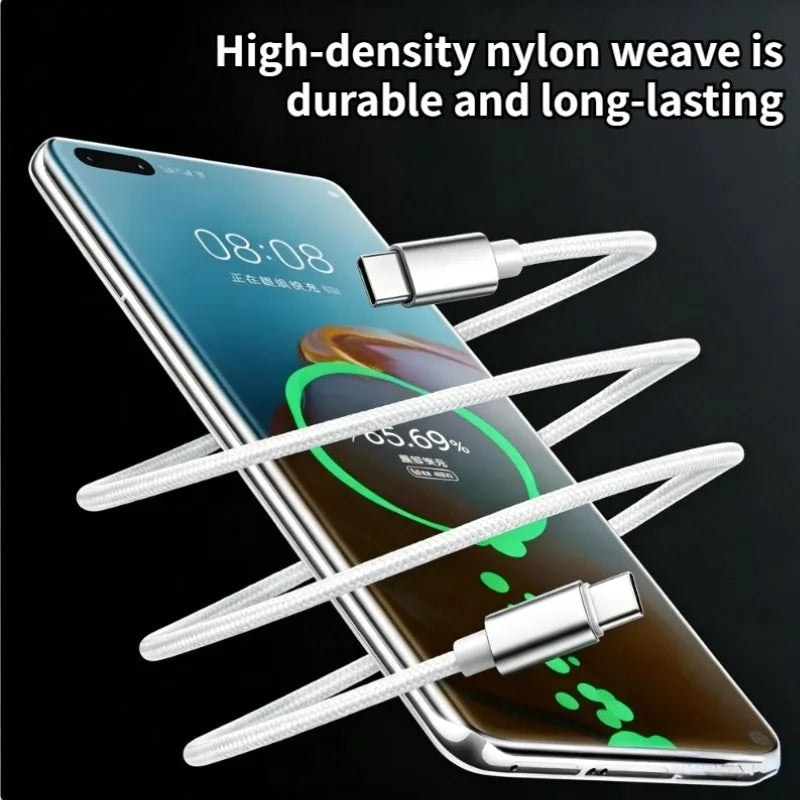 60W 5A USB C to Type C fast charging data cable USB Type C to Type-C nylon braided fast charging charger adapter cable 1m 3m Oasis Select