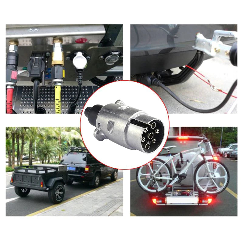 12V 7 Pin Trailer Plug Socket Set Aluminum Alloy Plug Trailer RV Plug Socket Car Trailer Coupling Connector EU Plug Oasis Select Default Title