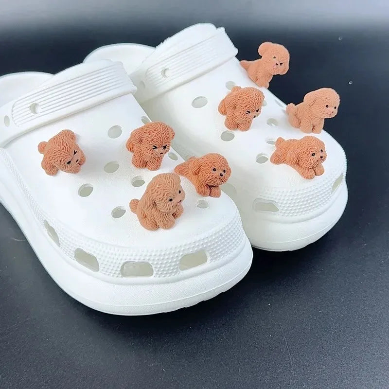 4/8PCS Summer Fashion Shoe Charms Set Accessories for Clogs Shoe Buckle Cute Teddy Dog DIY 3D Shoes Decorations for Bogg Bag Oasis Select