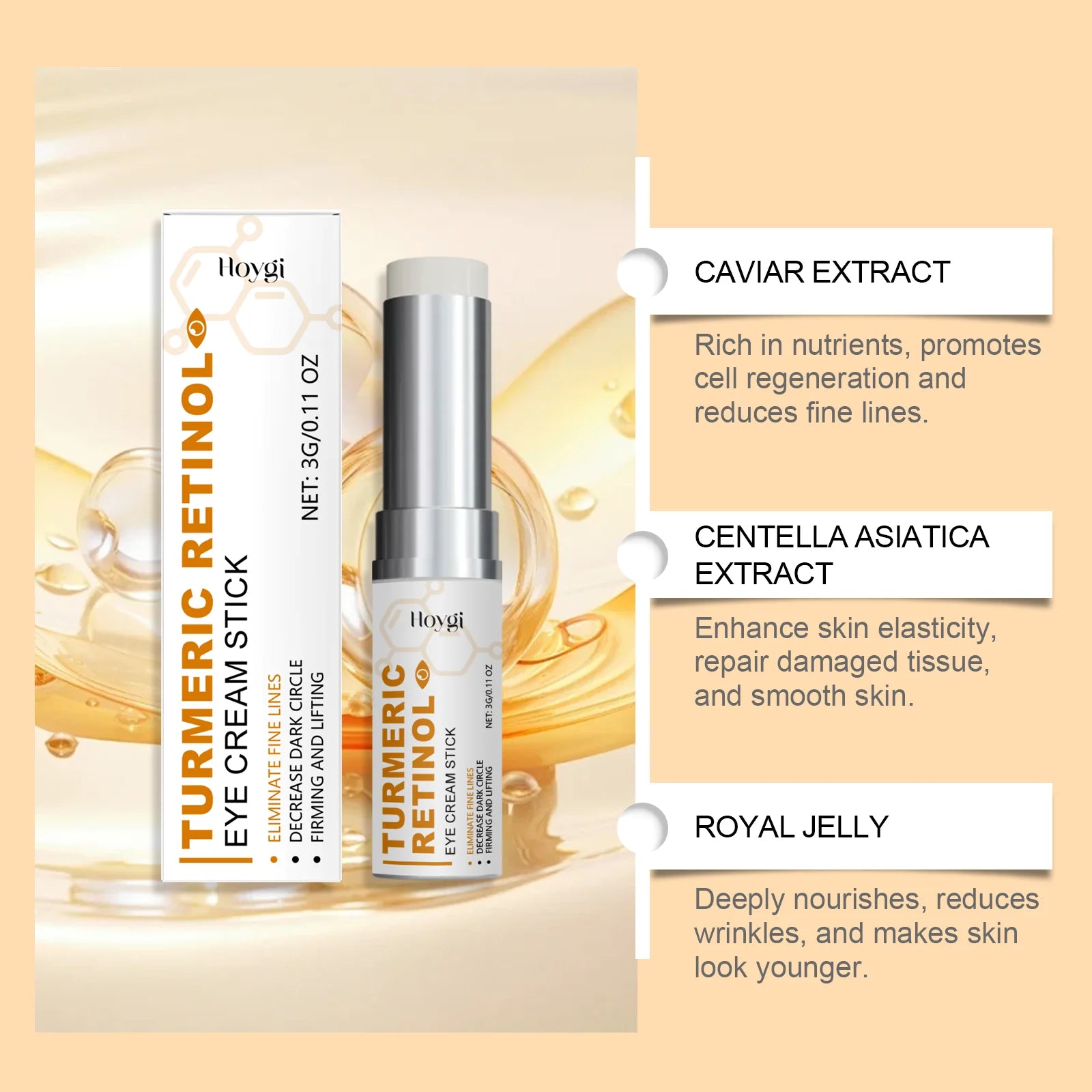 Hoygi Turmeric Retinol Eye Serum Stick – Dark Circles & Lines