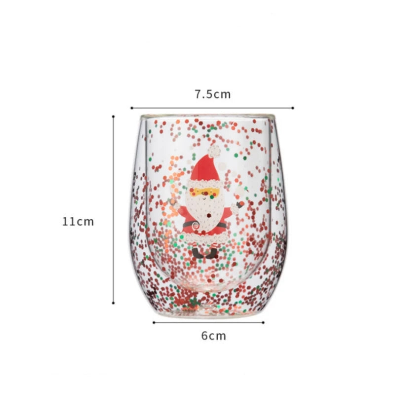 4pcs Santa Cartoon Double-Wall Insulated High Borosilicate Glass Set, Reusable Christmas Holiday Gift for Family and Friends Oasis Select