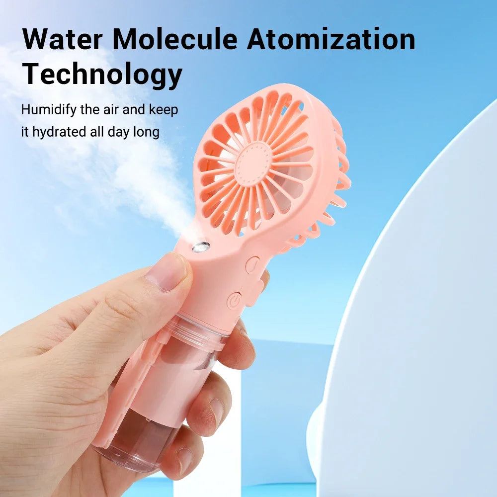 Portable Misting Fan 4-Speed USB-C Rechargeable Handheld Cooler