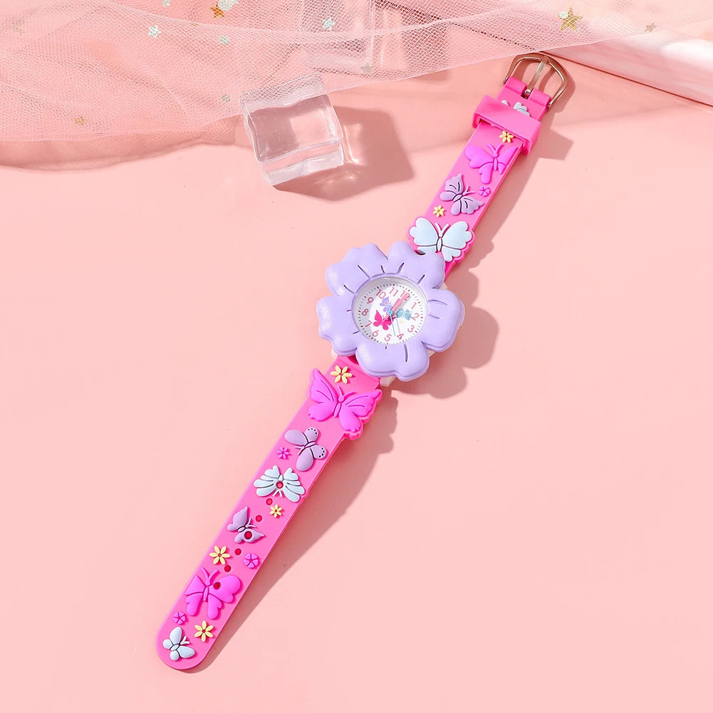 Kids Floral Silicone Watch – Waterproof Girls Quartz Wristwatch