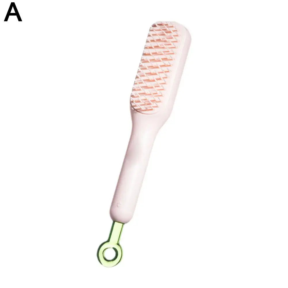 Magic Retractable Comb Self Cleaning Hair Brush One-pull Cleaning Anti-Static Massage Hair Smoothing Comb Hair Styling Tools Oasis Select Pink