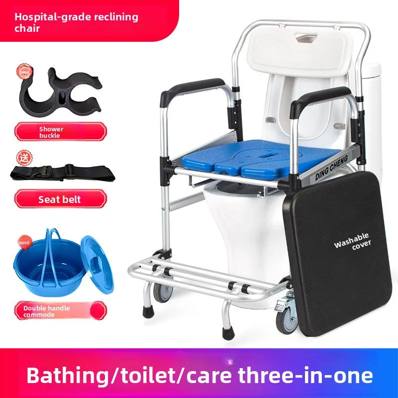 Solid Wheelchair household mobile toilet for the elderly, bath chair for the disabled, non-slip bath chair toilet Oasis Select 03