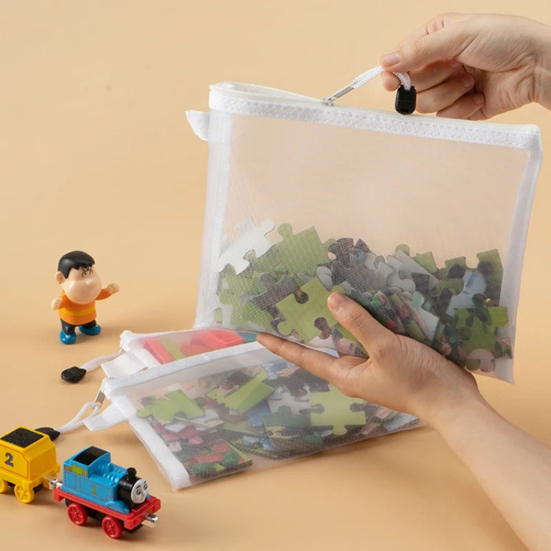 3/6/9 PCS Mesh Zipper File Bag Waterproof Moisture-proof Zipper Folder Toy Storage Bag Storage Tools Cosmetic Organization Bag Oasis Select