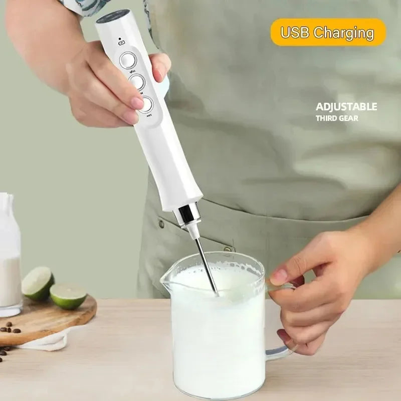 Handheld Electric Milk Frother 3 In 1 Milk Foam Maker Rechargeable 3 Speeds Adjustable Electric Foam Maker Tools Mini Milk Mixer Oasis Select