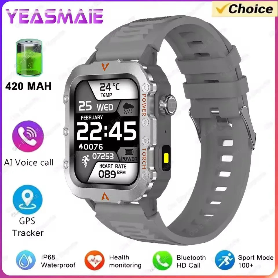 2025 New SmartWatch Men Militray Outdoor GPS Sport Watches Heart Rate Sleep Waterproof Smart Watch IOS Android Oasis Select Silver