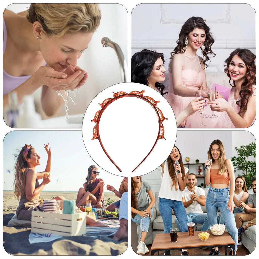 Headband with Clips Hairstyle Hair Clips Hairpin Head Hoop Twist Plait Clip Front Hairclips Hair Hoop Women Headband Headwear Oasis Select