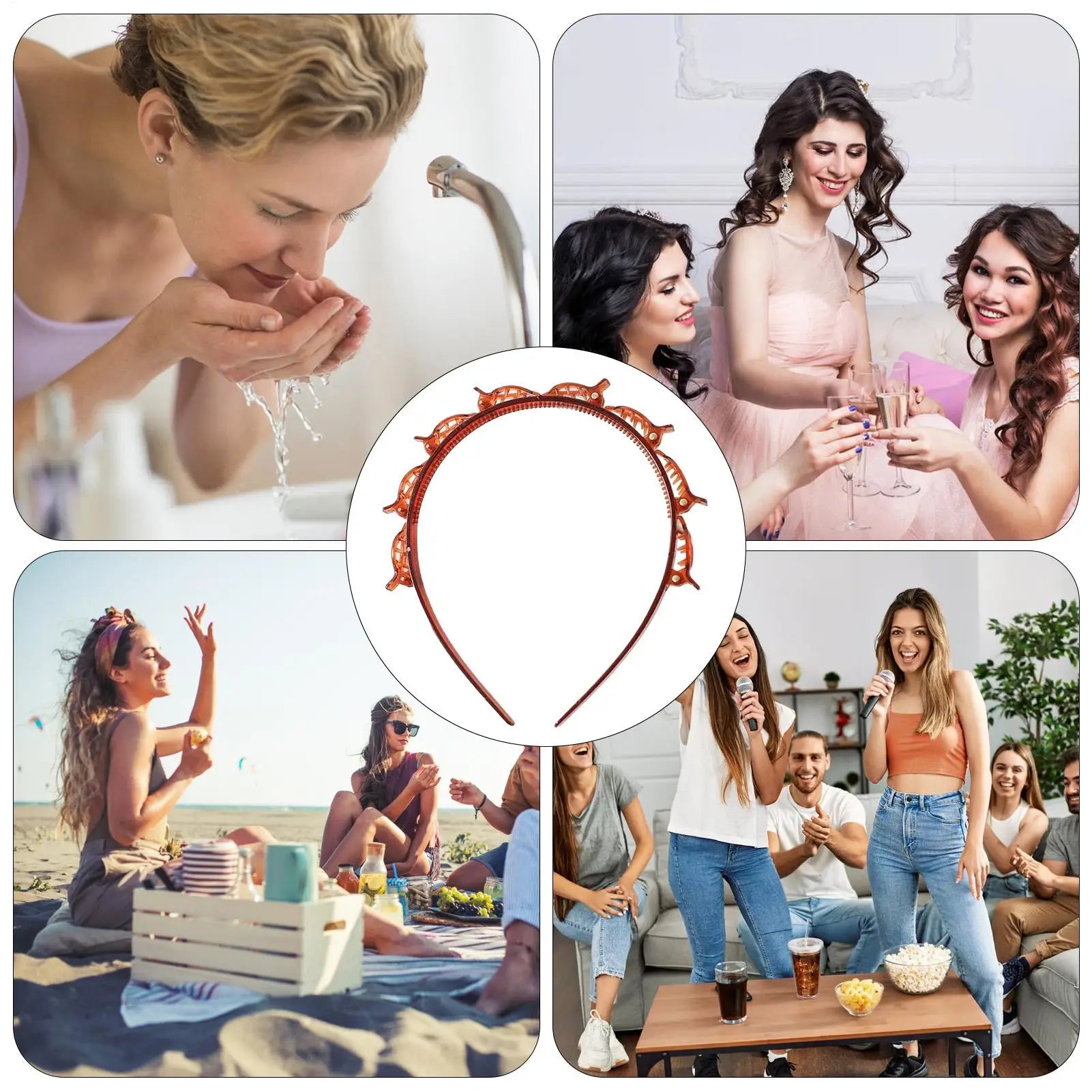 Headband with Clips Hairstyle Hair Clips Hairpin Head Hoop Twist Plait Clip Front Hairclips Hair Hoop Women Headband Headwear Oasis Select