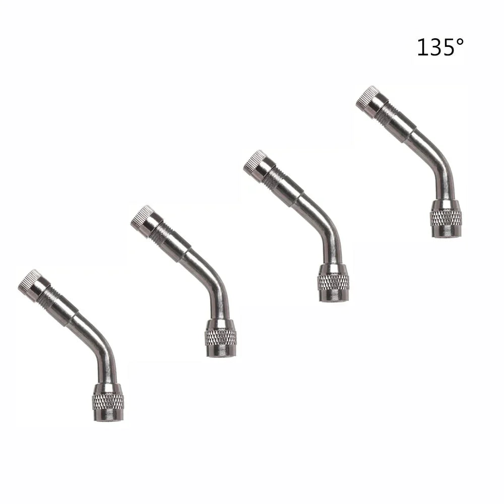2 Pcs Motorcycle 45 90 135 Degree Angle Bent Valve Adaptor Tyre Tube Valve Extension Adapter for Truck Car Moto Bike Oasis Select Silver-135 4pcs
