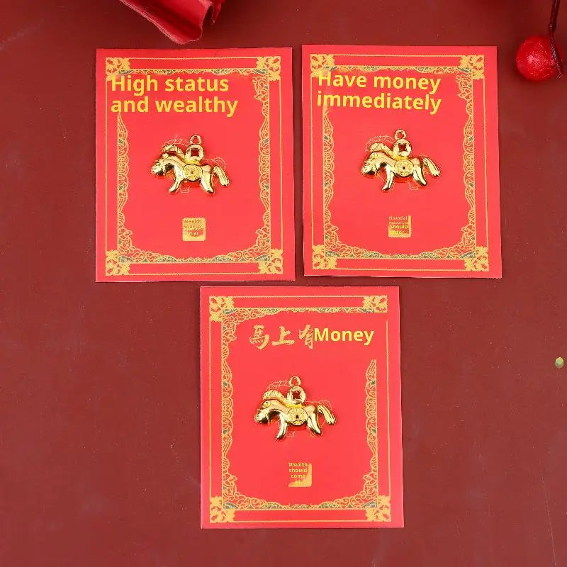 New Year Gifts Ornament Set, 2/3/4/10Pcs Golden Zodiac Horse Pendant, 2026 Year Of The Horse Car Home Decor Oasis Select A6 3pcs