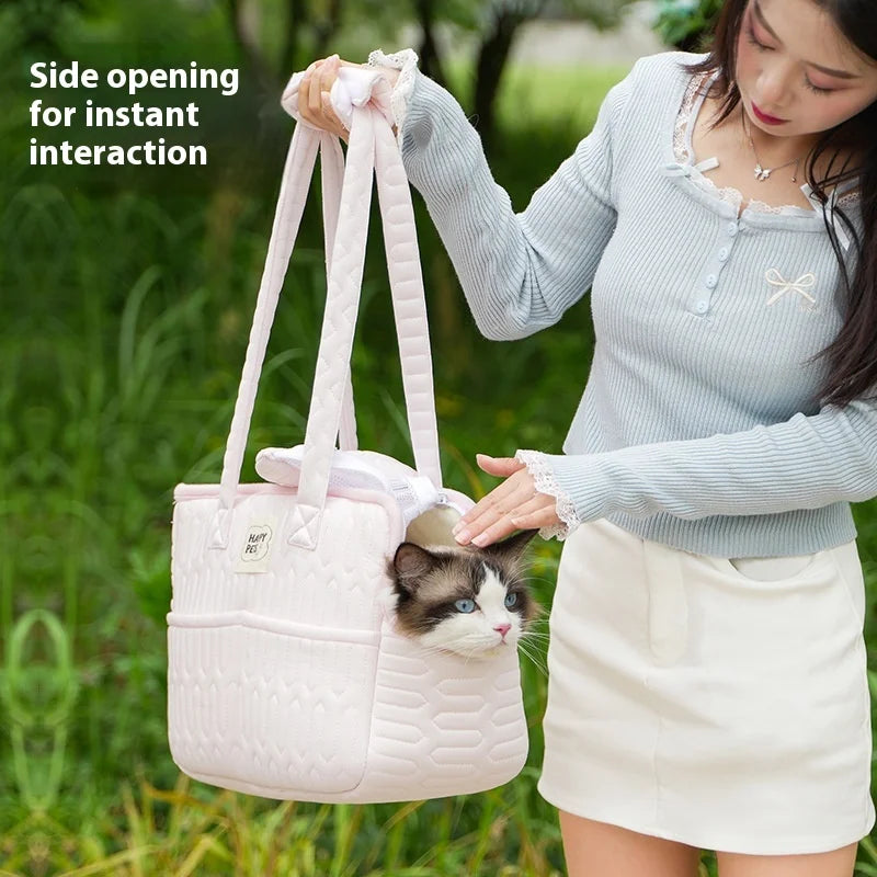 Pet Outdoor Single-shoulder Bag, Summer Hand-held Cat Bag, Sweet and Cute Style, Outdoor Portable Breathable Pet Shoulder Bag Oasis Select