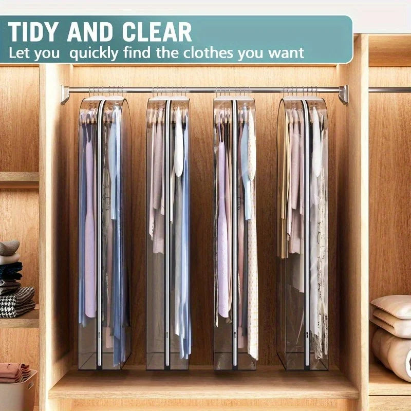 Sturdy Plastic Garment Bags with Zipper, Hanging Closet Storage for Coats,Jackets,Shirts,Wardrobe Protectors Hanging Organizer Oasis Select