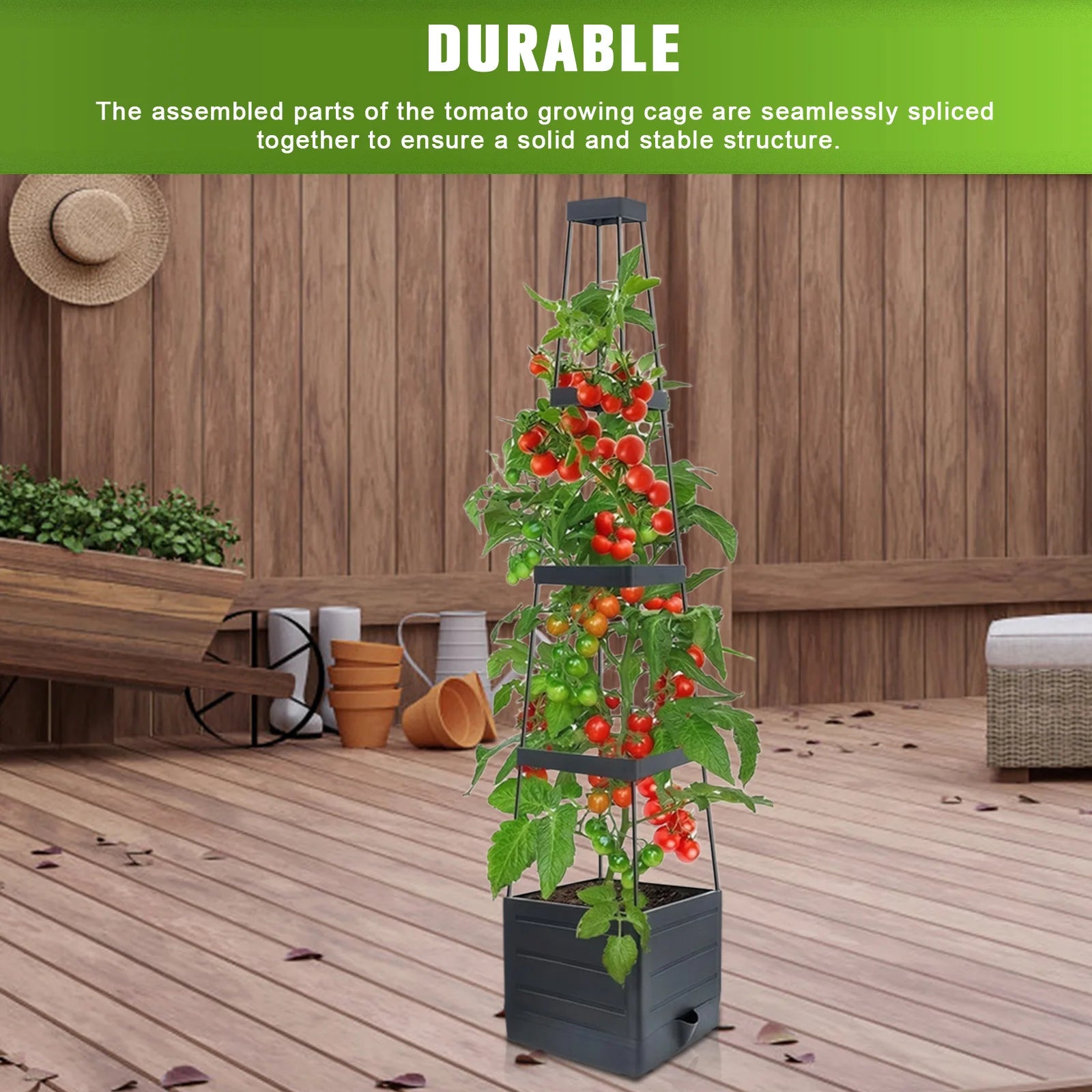 11" Self-Watering Tomato Tower Raised Planter Box with Trellis Raised Garden Planter Oasis Select