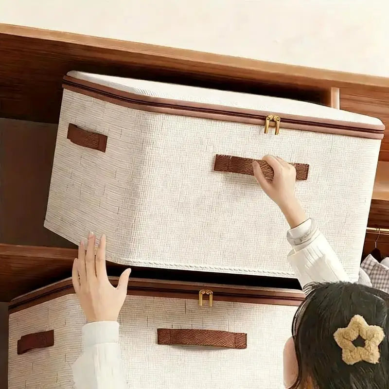 With Zipper Wardrobe Organizer For Home Portable Space-Saving Durable Foldable Clothes Storage Box Oasis Select