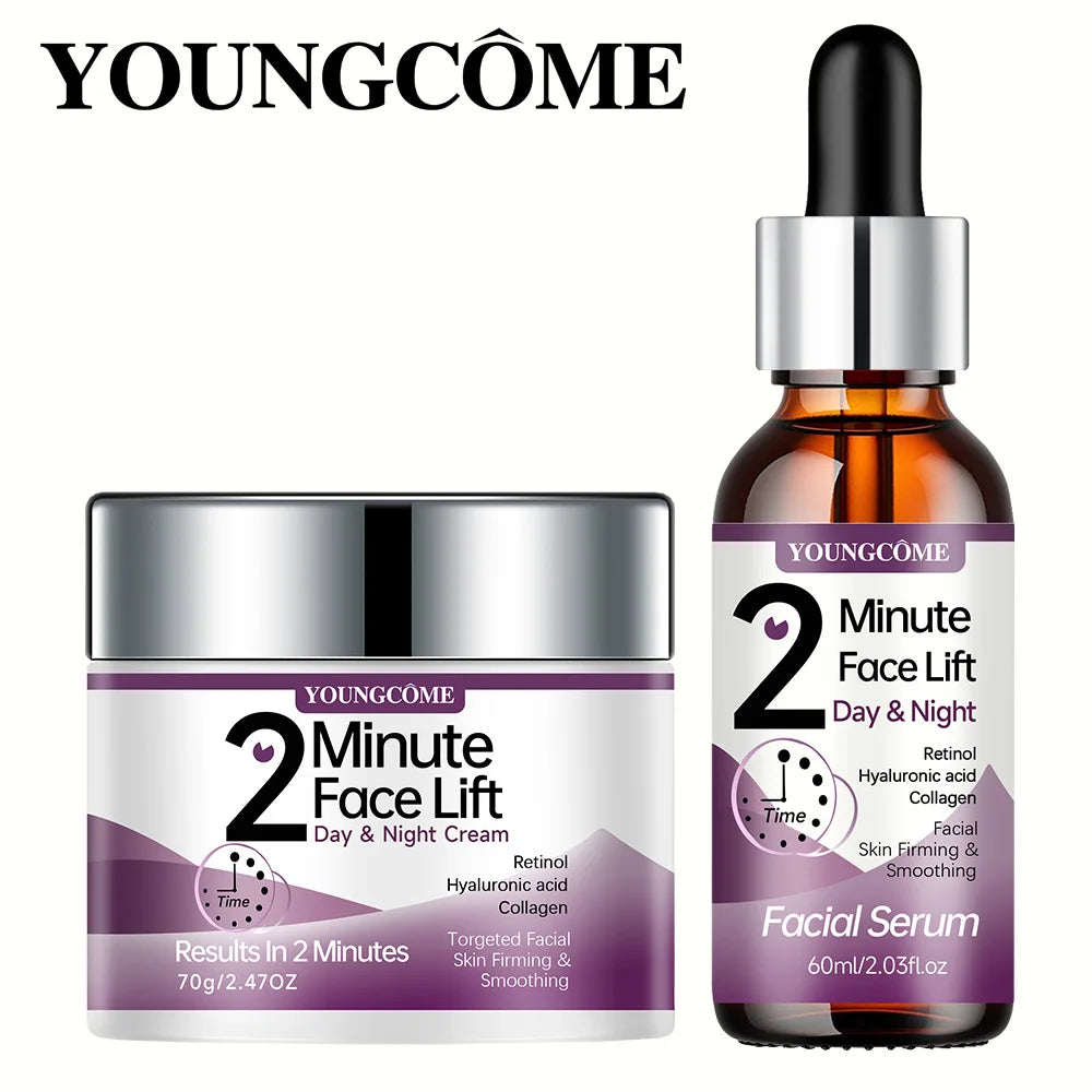 YOUNGCOME 2 Minute Face Lift Day&Night Cream with Retinol and Serum, Hyaluronic Acid, Collagen, Anti-Aging Firming Moisturizer Oasis Select