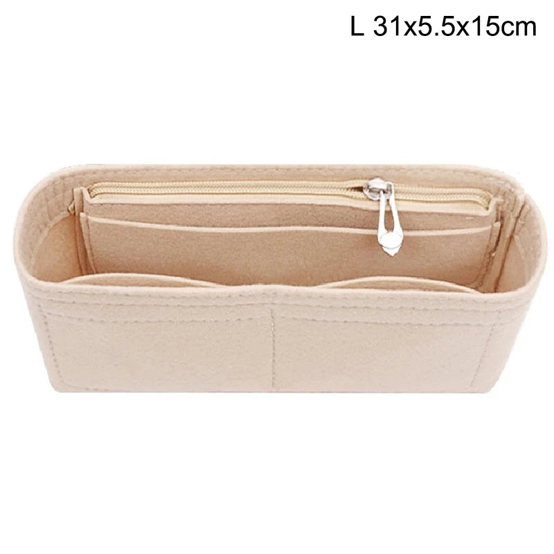 1PC Felt Insert Bag Organizer, Makeup Organizers, Liner Perfect for Brand Women's Handbags For And Cosmetic Bags Oasis Select Beige L