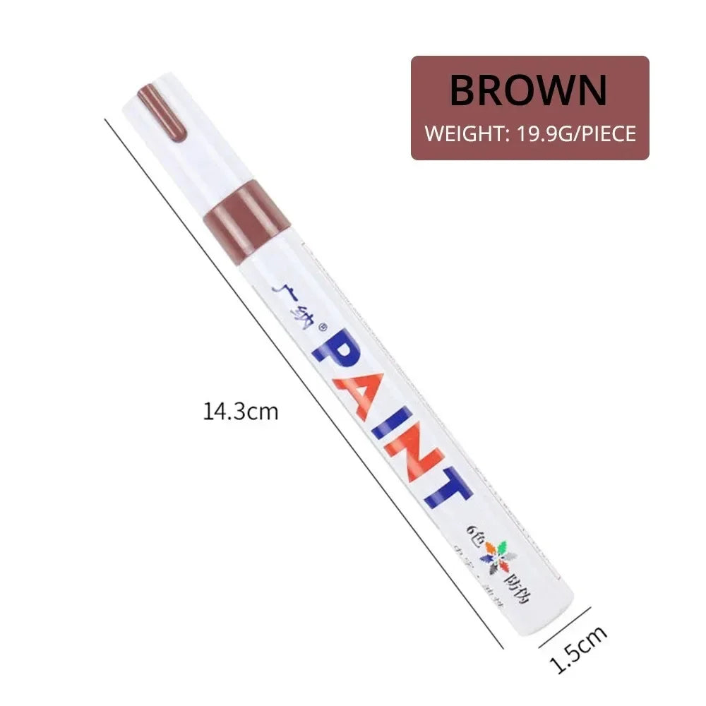 1/3PCS Car Paint Pen Waterproof Car Wheel Tire Oily Painting Mark Pen Auto Rubber Tyre Tread CD Metal Permanent Paint Marker Oasis Select Brown