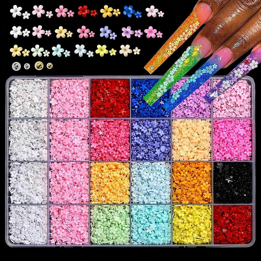 3D Acrylic Flower Nail Charms – Floral DIY Nail Art Decor Set Nail Art Charms Oasis Select