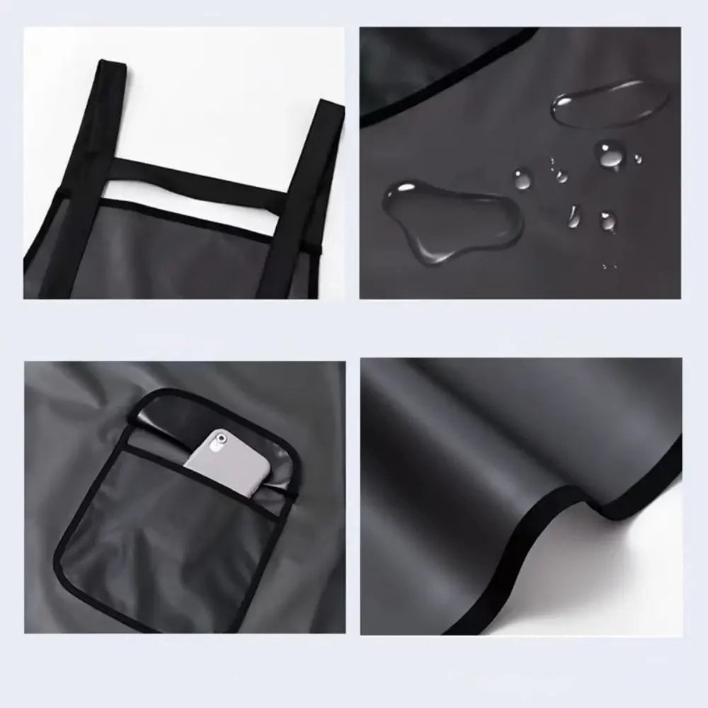 Transparent Black PVC Waterproof Kitchen Apron Oil Resistant Household Work Apron Dirt-Proof Cleaning Aprons for Practical Use Oasis Select