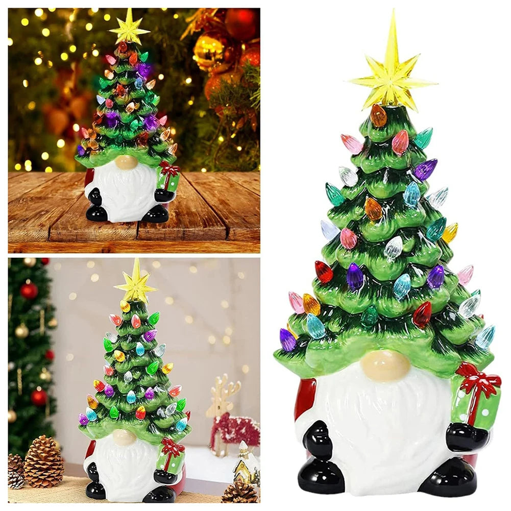 LED Lighted Gnome Christmas Ornament | Resin Tabletop Decor