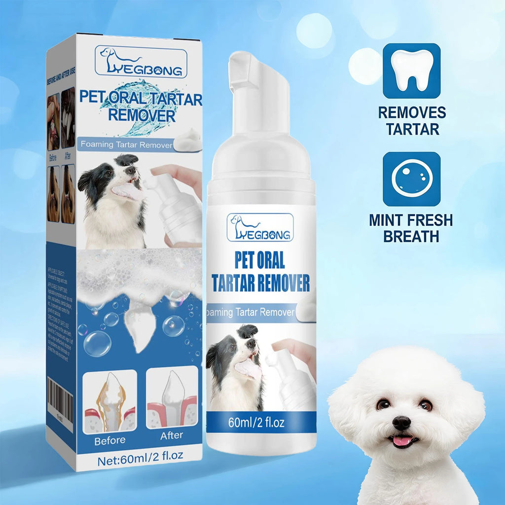 Pet Oral Tartar Remover Foam 60ml Teeth Cleaning Calculus Yellow Teeth Removal Fresh Breath Eliminate Bad Breath Pet Oral Care Oasis Select