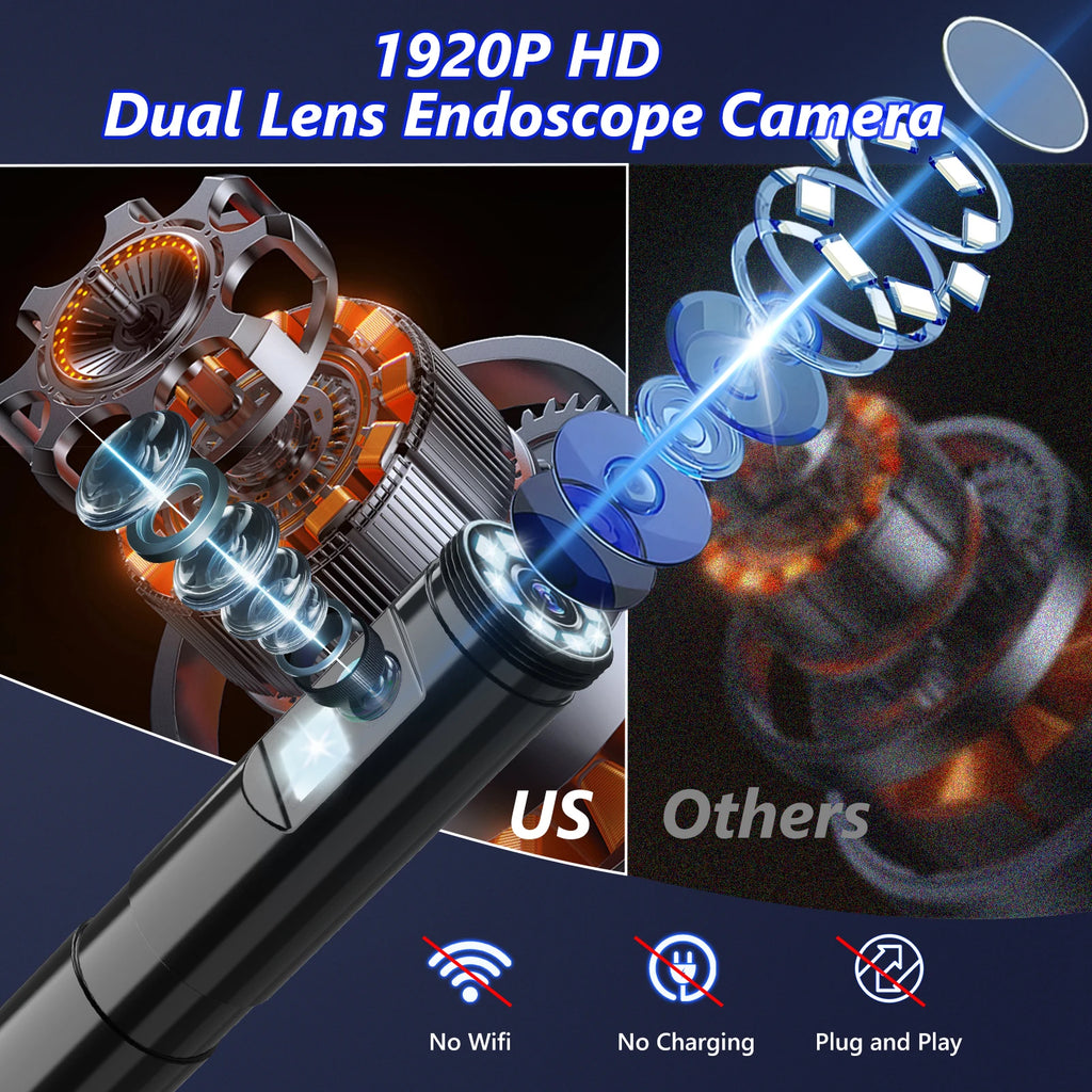 Portable endoscope 10m industrial endoscope High-definition imaging 8 LED lights included Compatible with smartphones Oasis Select