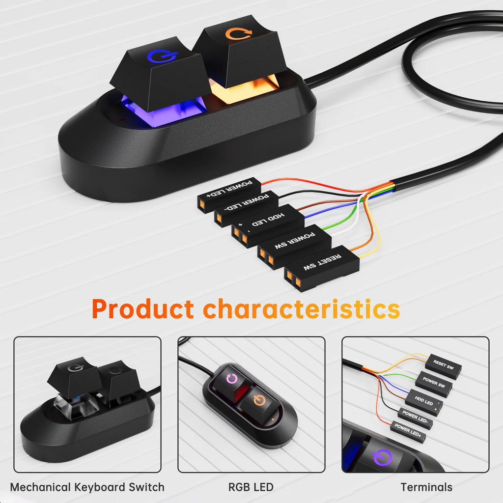 Mechanical Desktop Power Switch External Start Computer Switch On/Off and Reset Button Extension Cable PC Power Button Switch Oasis Select