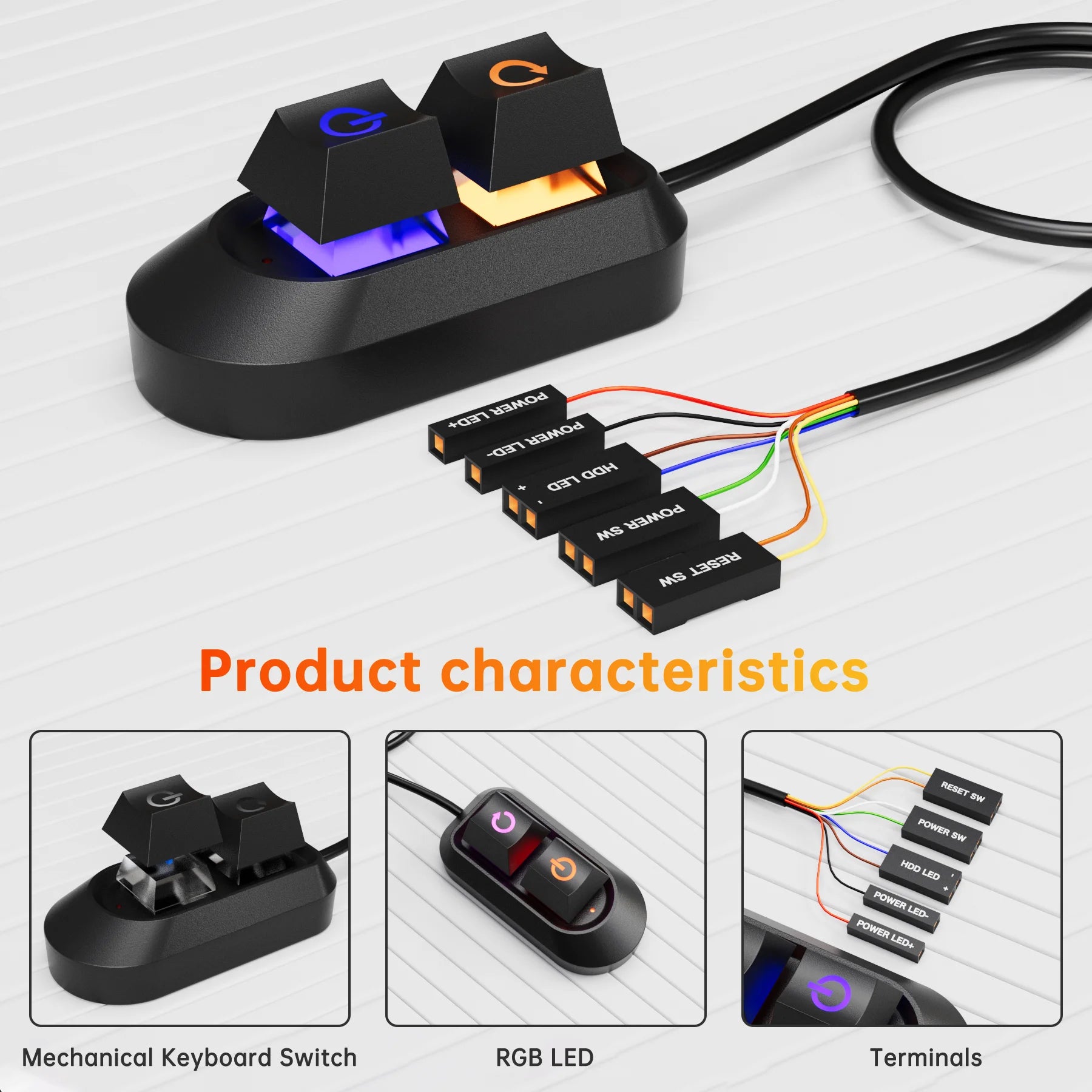 Mechanical Desktop Power Switch External Start Computer Switch On/Off and Reset Button Extension Cable PC Power Button Switch Oasis Select