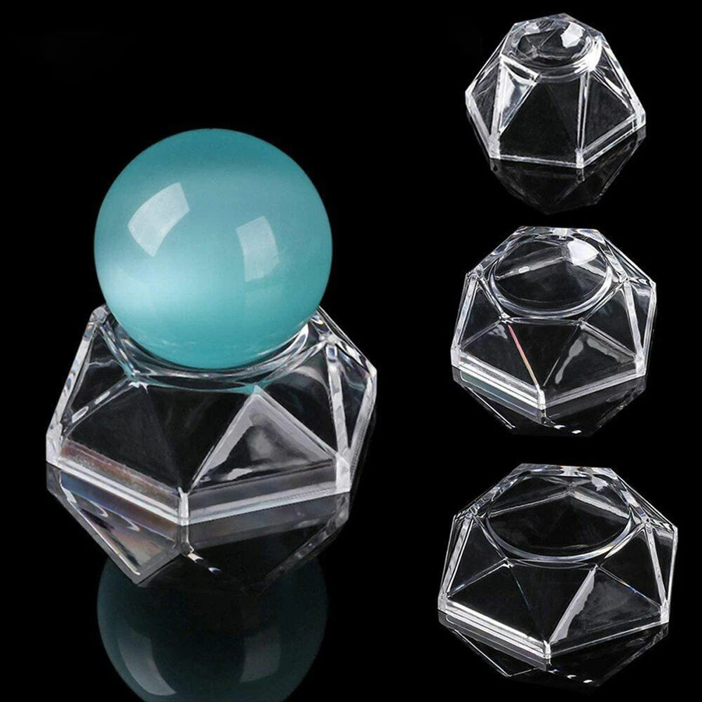 Acrylic Crystal Ball Base Hexagon Shape Sphere-Stone Support Ball Display Stand S/M/L Figurine Holder Desktop Ornaments Oasis Select