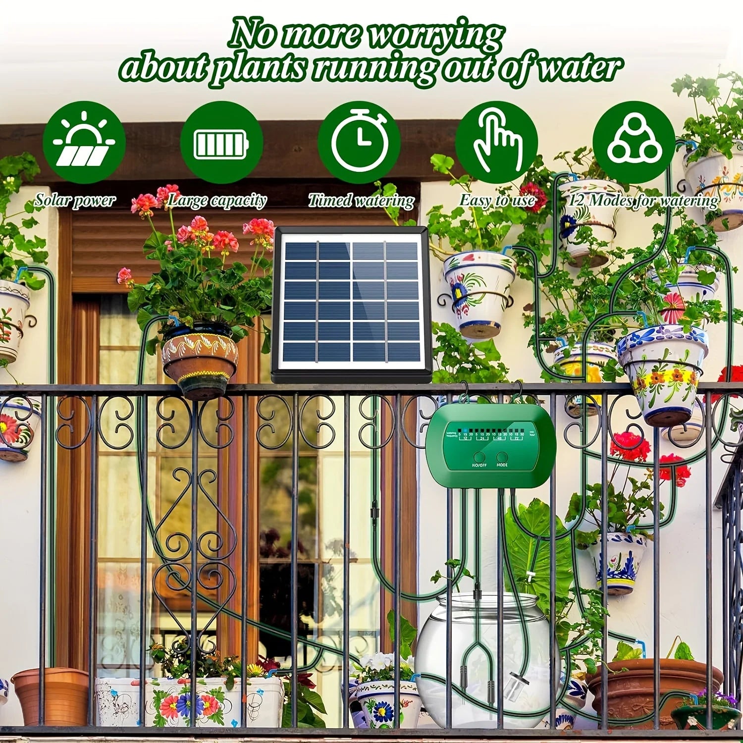 Solar Irrigation System For Garden Houses Drip Irrigation Kit For Potted Plants, Automatic Watering System For Balconies Oasis Select