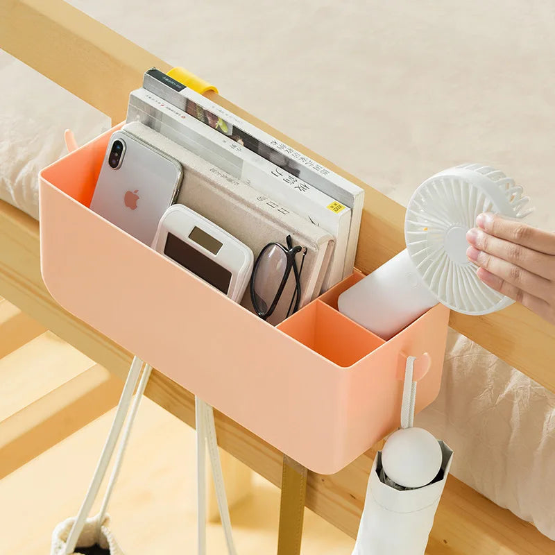 Hanging Bedside Organizer Storage Bed Shelf with 2 Hooks Storage Box for Dorm Rooms Bed Rail for Glasses Mobile Phones Key Oasis Select