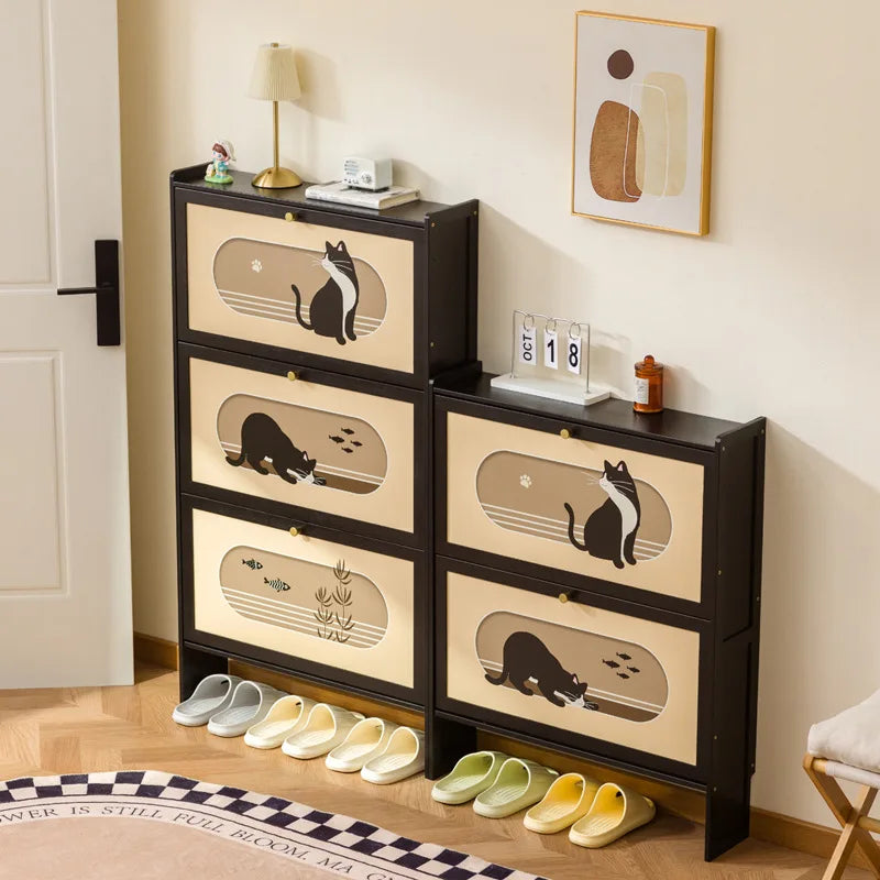 multi-layer strong and durable storage cabinet at the door of the home, good-looking indoor dust-proof Nanzhu shoe cabinet Oasis Select