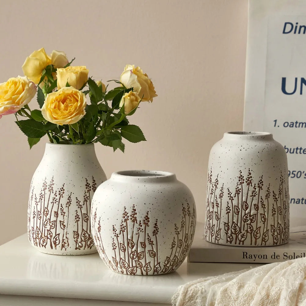 Countryside Style Ceramic Small Vase Lavender Water Nourishing Vase Living Room Table Decoration and Accessories Home Decoration Oasis Select
