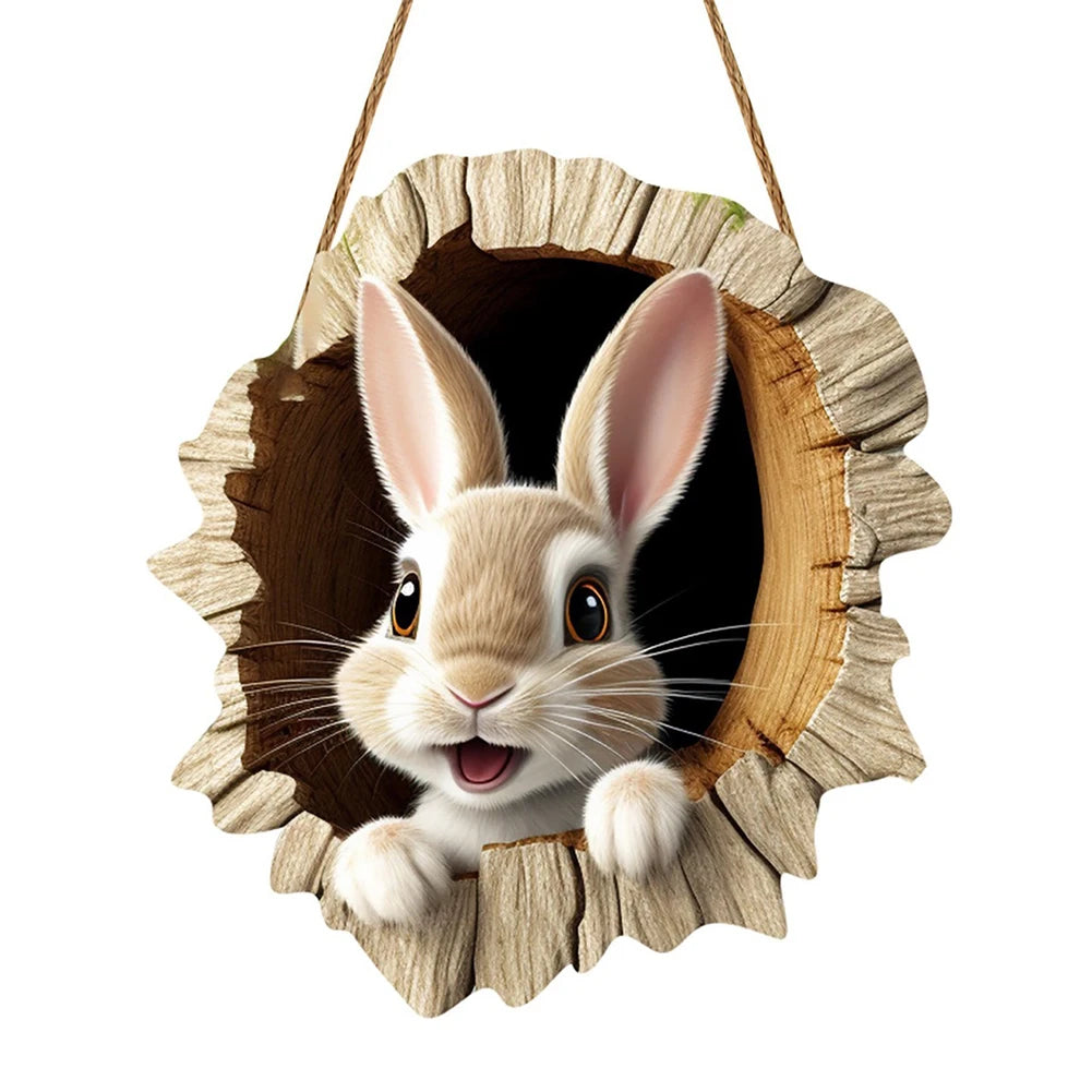 Rustic Wooden Easter Bunny Door Sign – Welcome Plaque Hanging Holiday Door Decor Oasis Select Rabbit 1 france