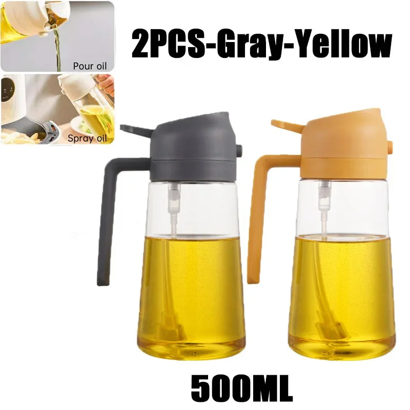 2in1 Oil Sprayer Plastic Bottle for Cooking Anti-leakage Olive Oil Storage Bottle for BBQ Air Fryer Steak Salad Kitchen Supplies Oasis Select 2PCS-mix4