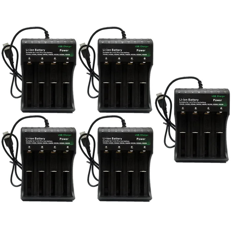 1-5Pcs 18650 Battery Charger Black 1 2 4 Slots AC 110V 220V Dual For 18650 Charging 3.7V Rechargeable Lithium Battery Charger Oasis Select 4 Slots USB-5pcs