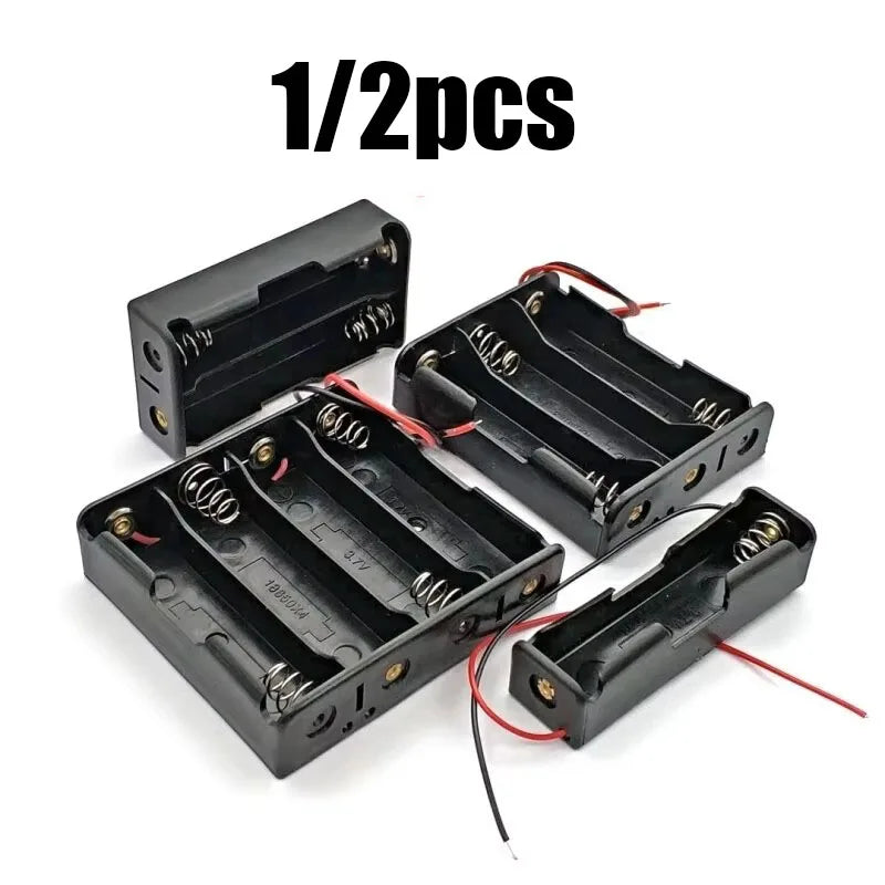 1/2pcs Black Plastic DIY Battery Storage Case Clip Holder Container 1 2 3 4 Slot 18650 Battery Storage Box Case Wire Lead Pin Oasis Select