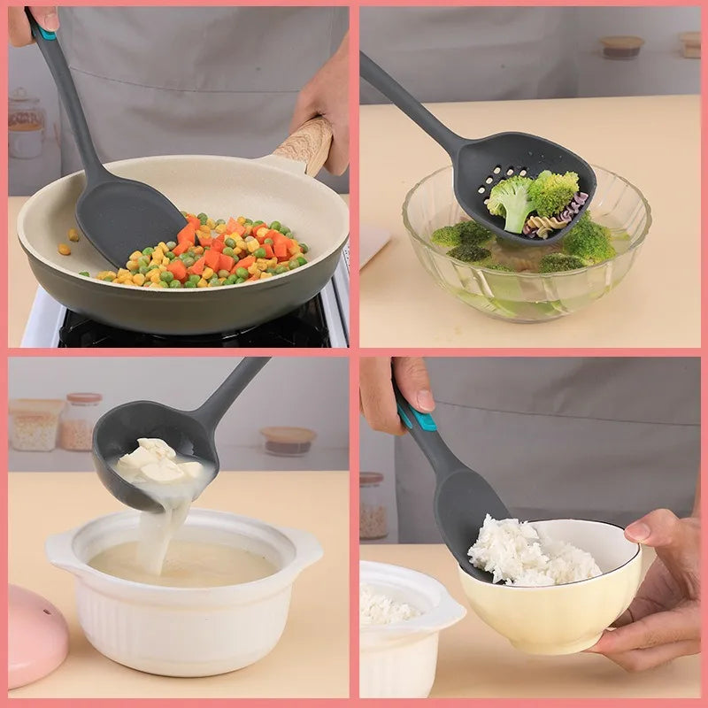 5-Piece Silicone Cooking Utensil Set – Spoon, Spatula & Strainer Silicone Utensil Set Oasis Select